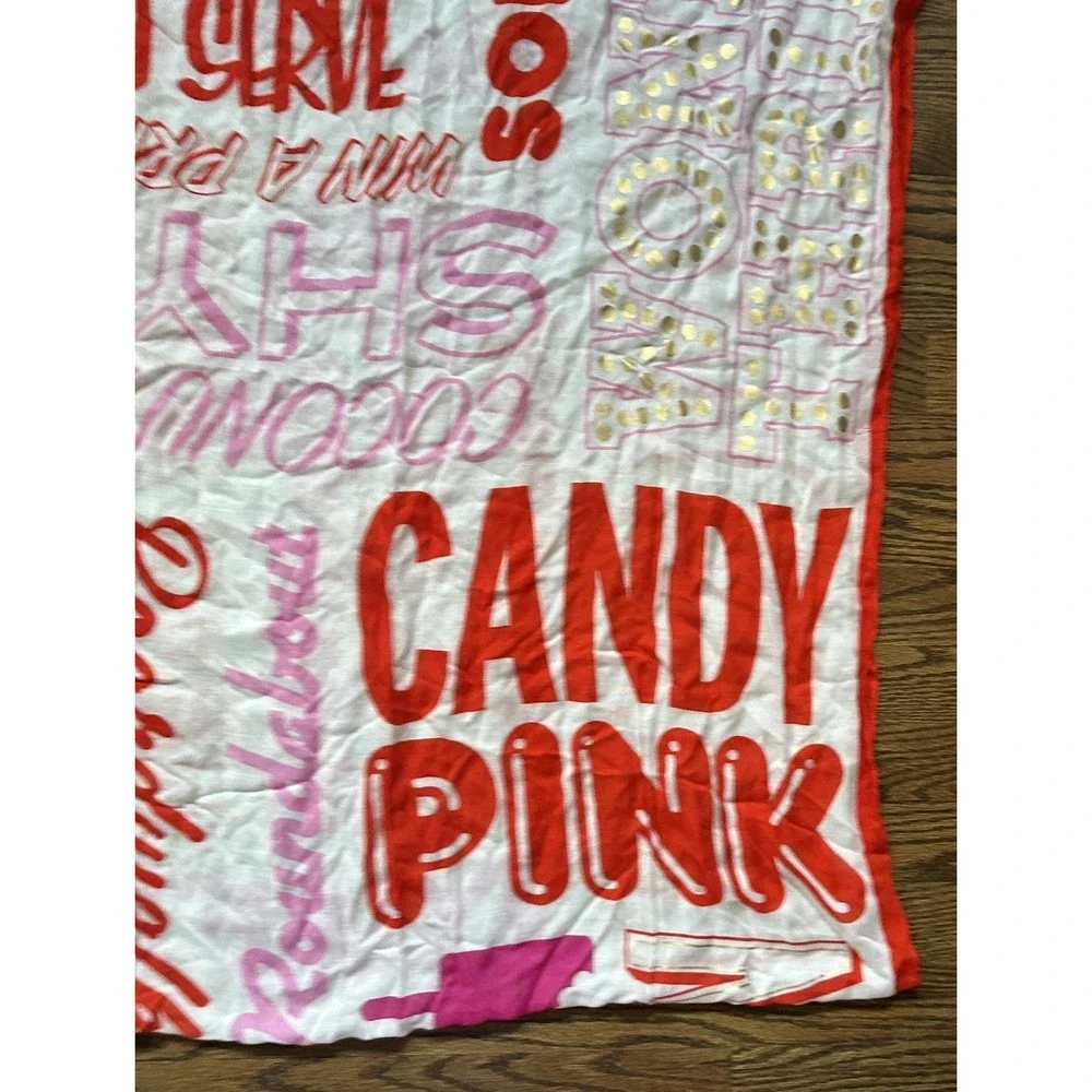 Kate Spade New York Brighton Beach Phrases Scarf Multicolor Viscose 30x80 Fringe